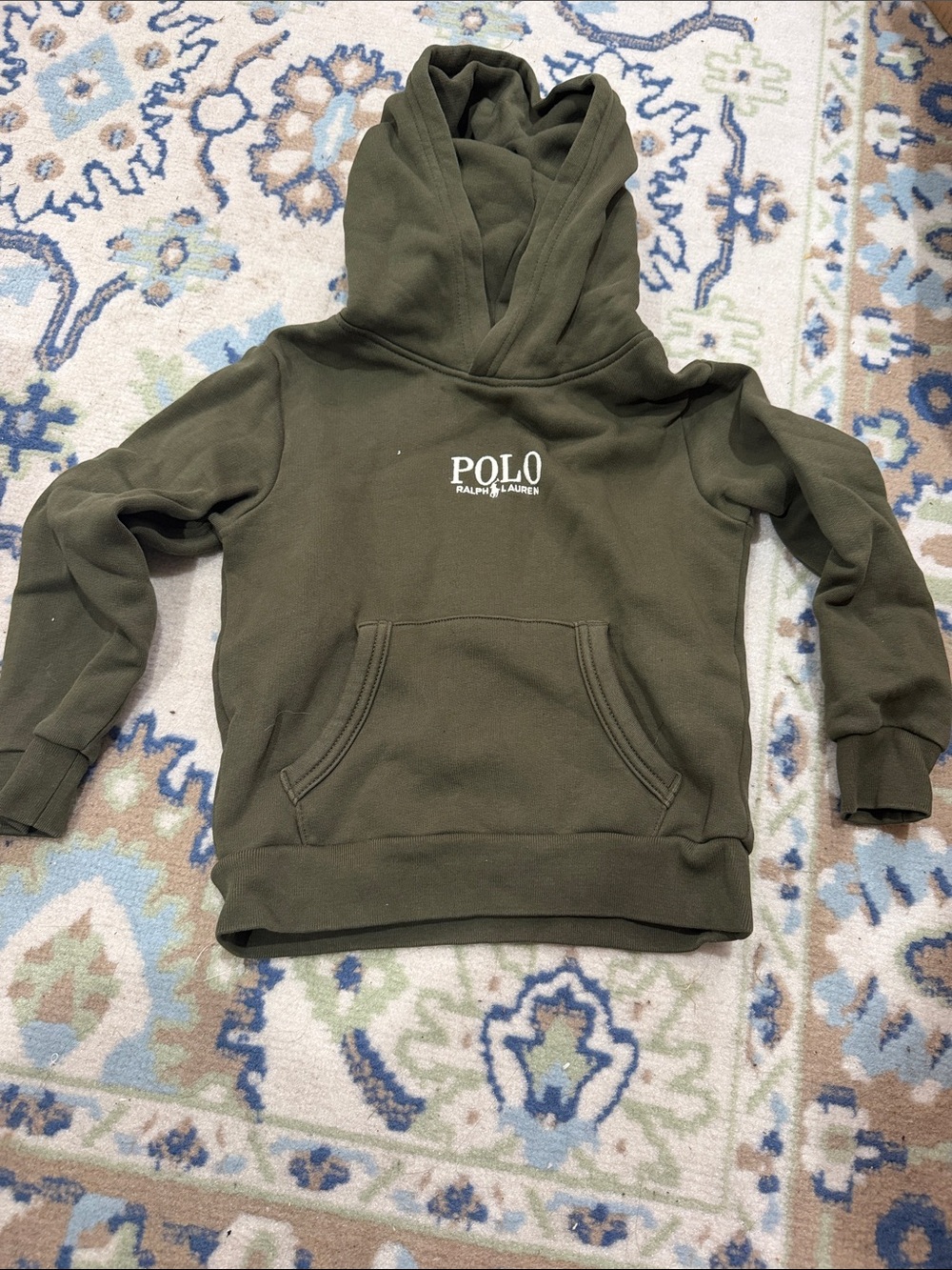 Polo by Ralph Lauren Olive Green Kids Hoodie with Front Pocket